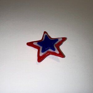 #102 STACKED STAR PIN RED WHIT & BLUE RWB 1 5/8"X 1 5/8"